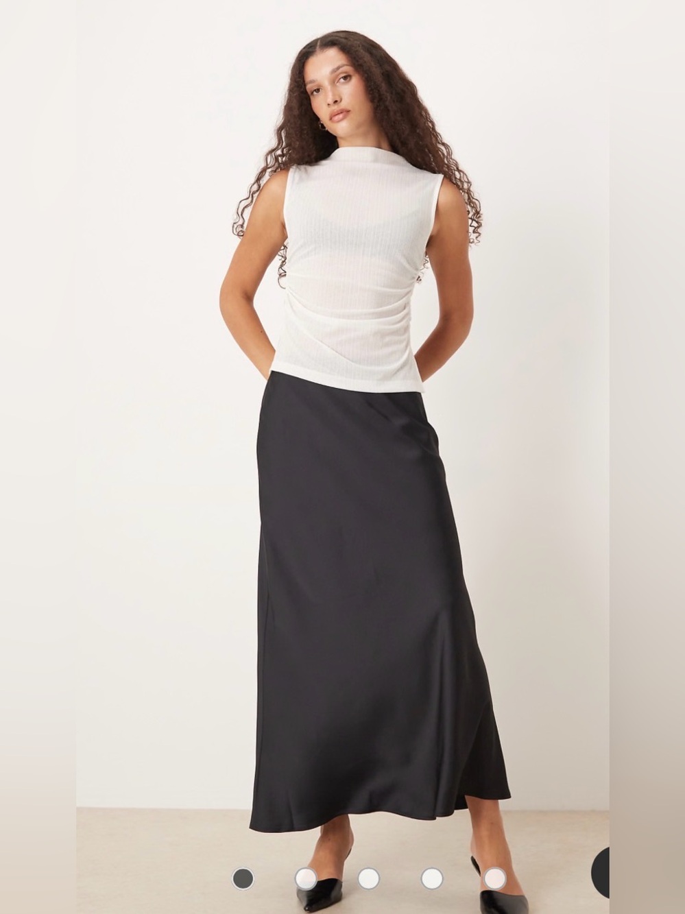 Abercrombie & fitch women’s lg petite satin look high rise bias cut maxi skirt